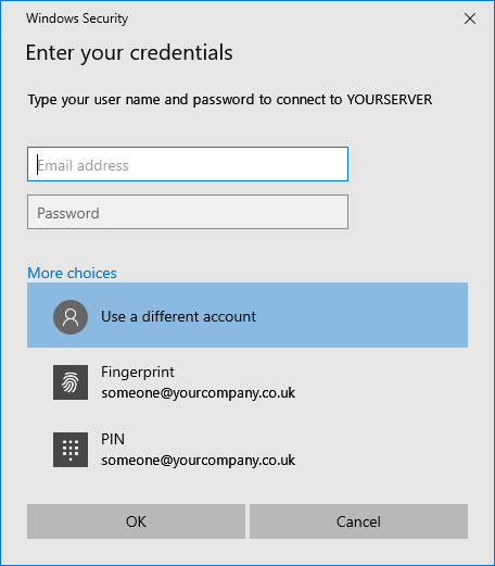 General Windows 10 login prompt